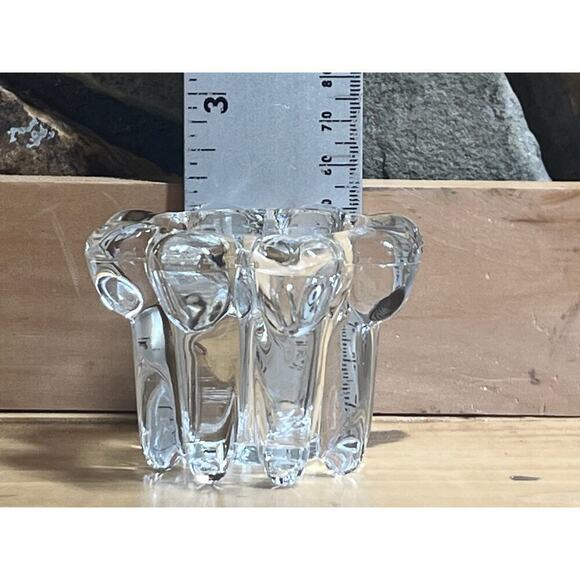 2 Vintage Bubble Glass Clear Candle Holders Marked KIG Indonesia - Picture 5 of 6